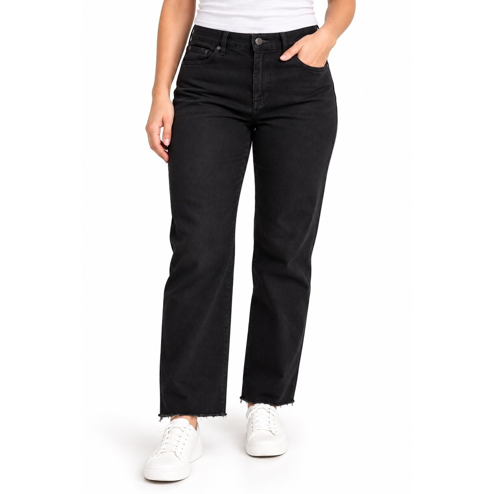 Hot Kiss Flare Jeans Size 18 Black Y2K Raw Hem